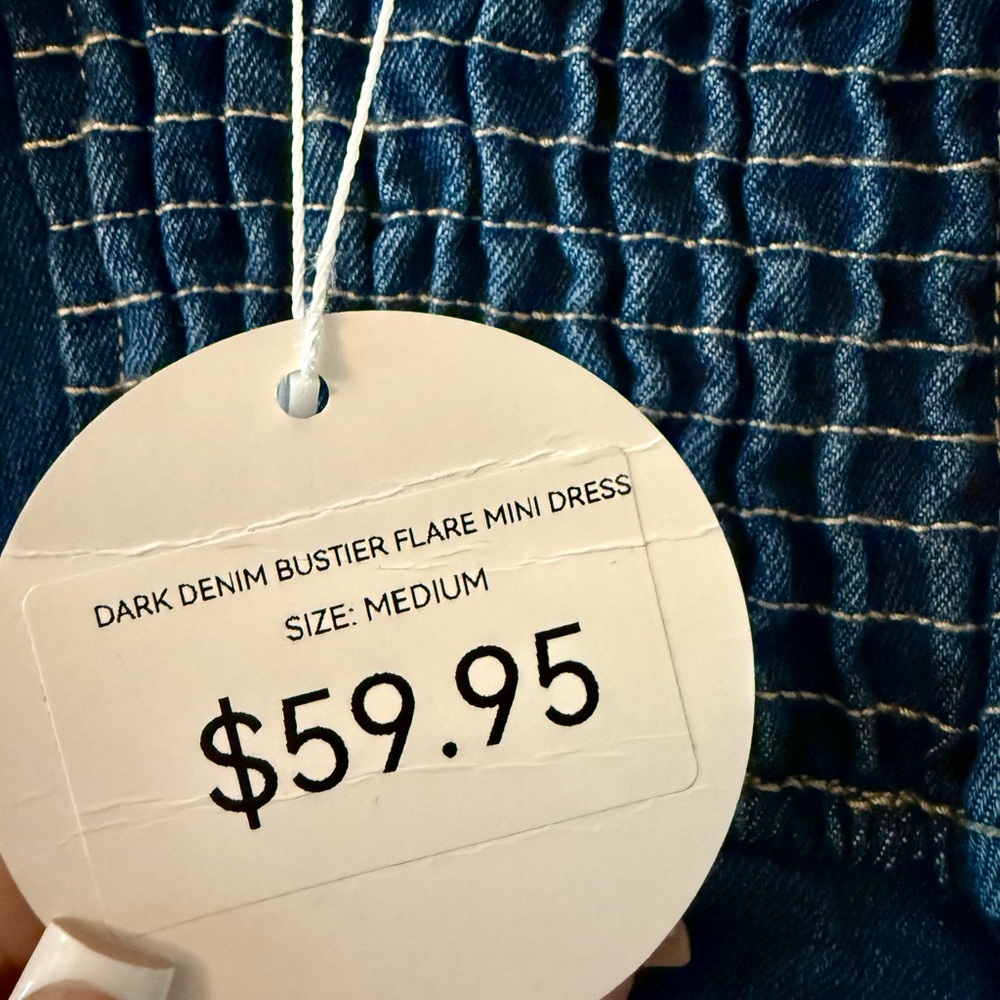 NWT Denim Bustier Flare Mini Dress - Picture 3 of 3